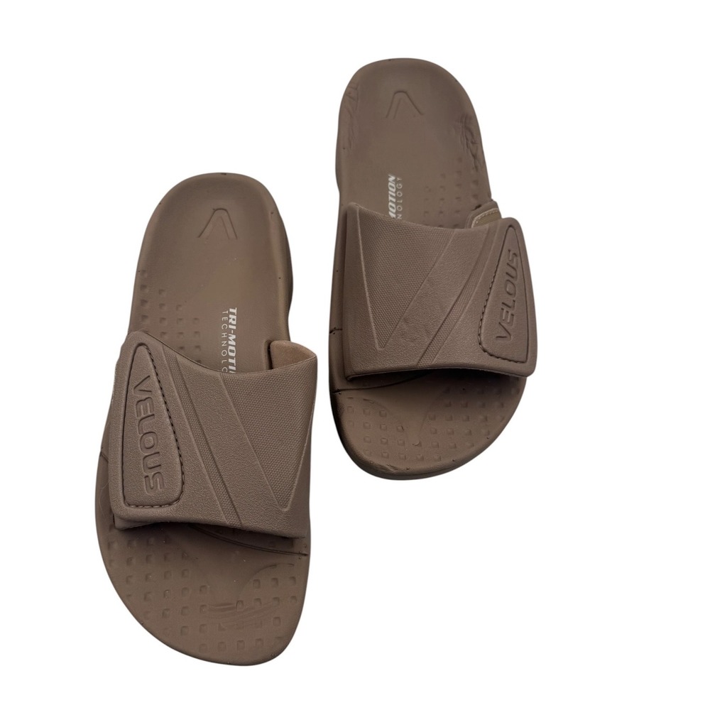 Velous Active Adjustable Slide Brown Men 10 W 12 Tri-Motion Recovery Sandal NWOT - Picture 4 of 10